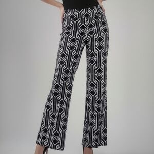 These Aee So Cute!! Insight Black and White Geometric Wide Leg Pants